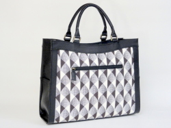 745B 大型天フタ・サイドポケット付き手提げバッグ（色革付属使用）（底鋲付き）