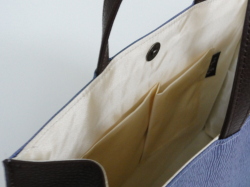 790BH 紙袋型ヨコ長手提げマグホック付き（色手・マチ・底色革付属使用）（底鋲付き）B